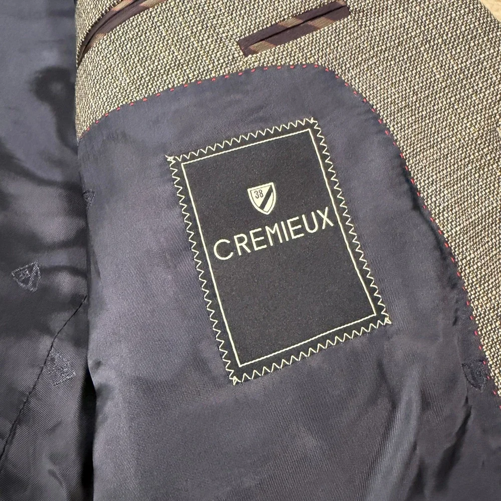 Cremieux Mens 48R Blazer Blue Gray Check Wool Norman-R SPJ Modern Classic Fit